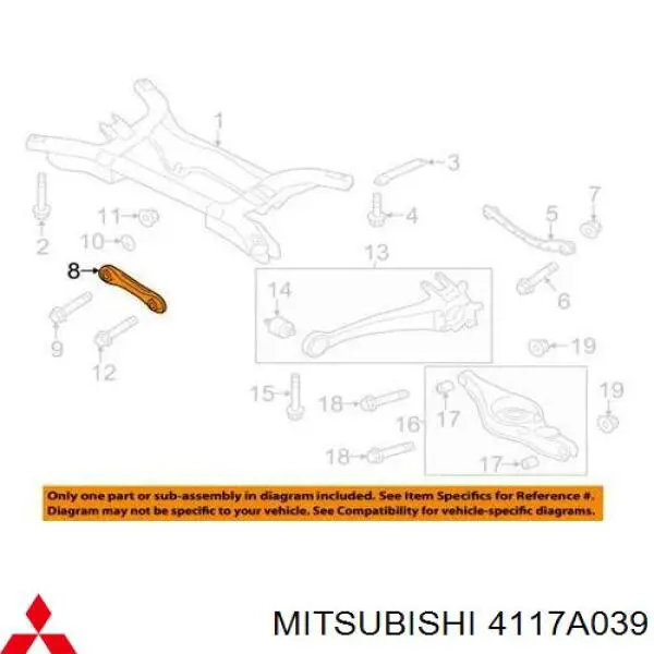 4117A039 Mitsubishi drążek poprzeczny zawieszenia tylnego