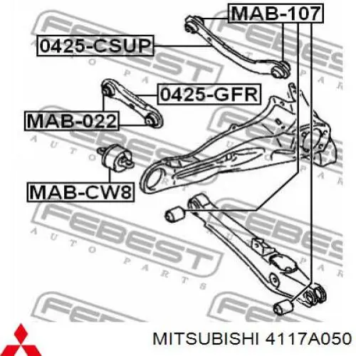 Drążek poprzeczny zawieszenia tylnego Mitsubishi 4117A050 cena, od 35,44 USD