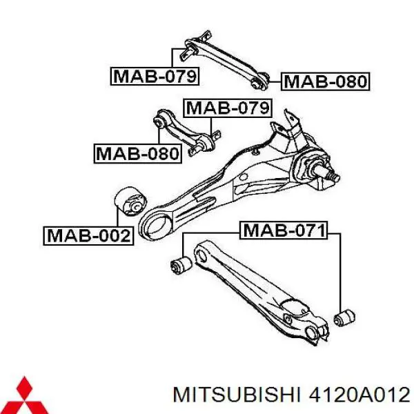 Silentblock wahacza podłużnego tylnego dolnego Mitsubishi 4120A012 cena, od 23,73 USD