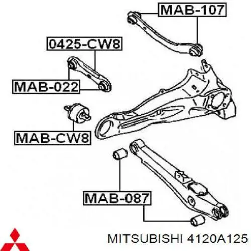 Silentblock tylnego wahacza podłużnego przedni Mitsubishi 4120A125 cena, od 19,53 USD
