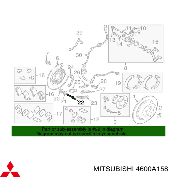 4600A158 Mitsubishi Tuleja tylnych klocków hamulcowych bębnowych