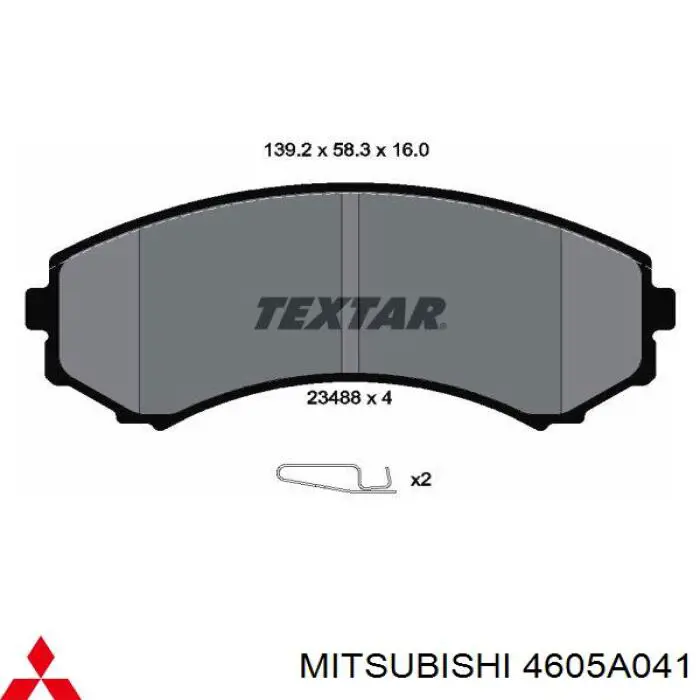 Do koszyka 4605A041 Mitsubishi Klocki hamulcowe przednie tarczowe