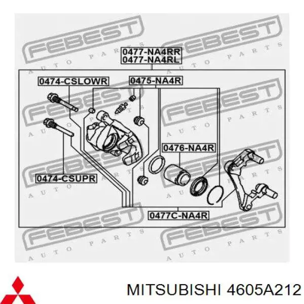 Prowadnica zacisku tylnego Mitsubishi 4605A212 cena, od 6,21 USD