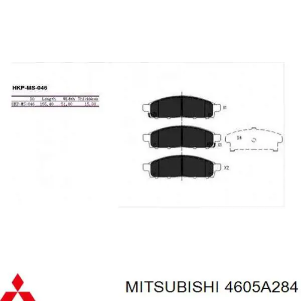 4605A284 Mitsubishi Klocki hamulcowe przednie tarczowe