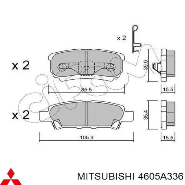 Okładziny (klocki) do hamulców tarczowych tylne Mitsubishi 4605A336 cena, od 17,21 USD