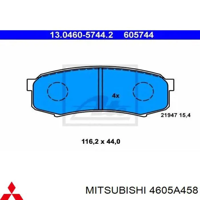 4605A458 Mitsubishi okładziny (klocki do hamulców tarczowych tylne)