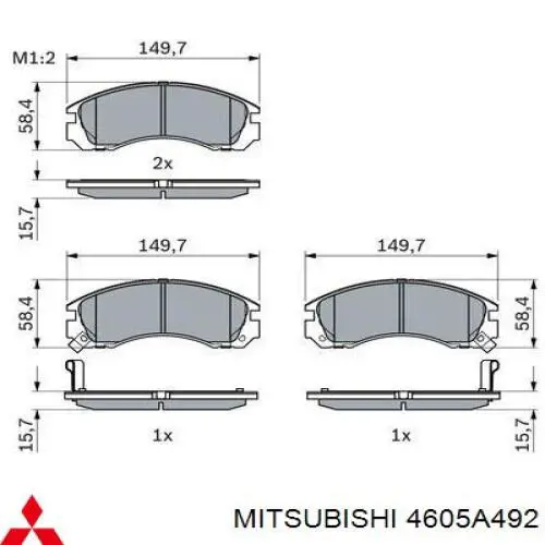 Do koszyka 4605A492 Mitsubishi Klocki hamulcowe przednie tarczowe