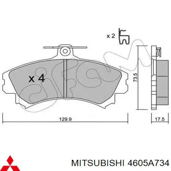 4605A734 Mitsubishi Klocki hamulcowe przednie tarczowe