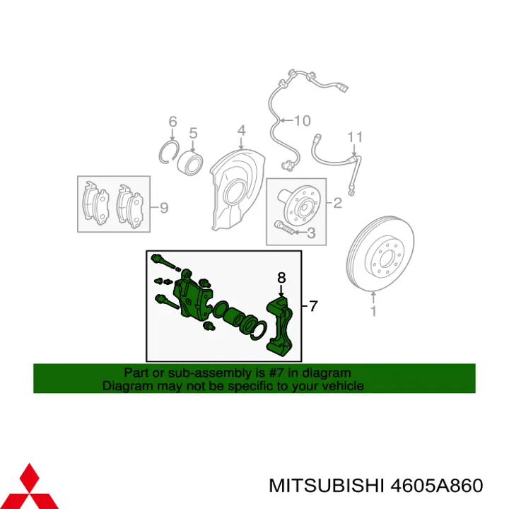 Zacisk hamulcowy przedni prawy Mitsubishi 4605A860 cena, od 51,03 USD