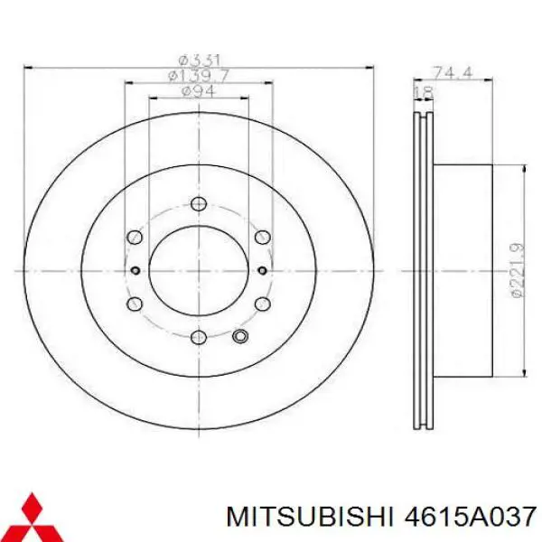 4615A037 Mitsubishi Tarcza hamulcowa tylna