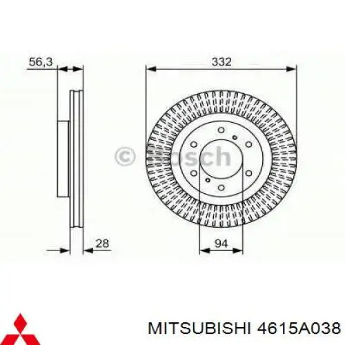 Tarcza hamulcowa przednia Mitsubishi 4615A038 cena, od 66,49 USD