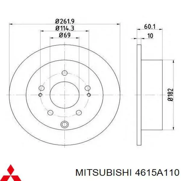 Do koszyka 4615A110 Mitsubishi Tarcza hamulcowa tylna