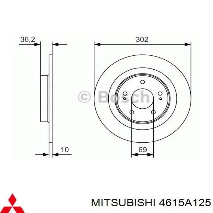 4615A125 Mitsubishi tarcza hamulcowa tylna