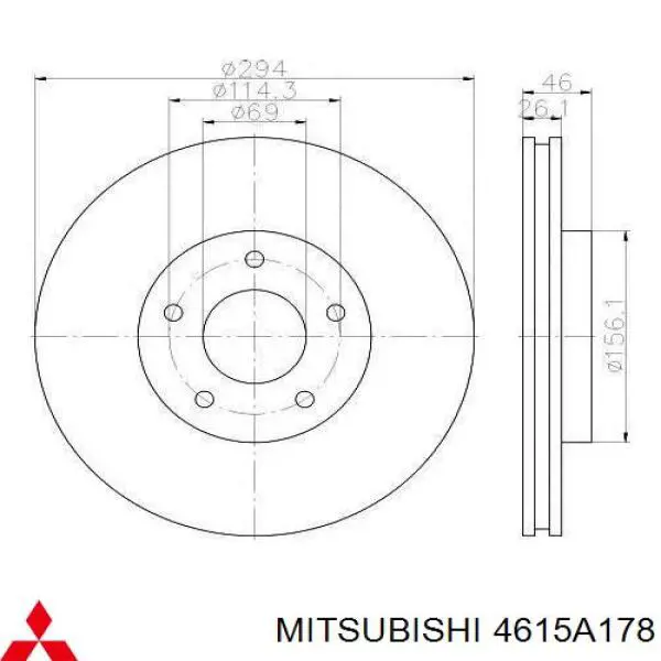 Tarcza hamulcowa przednia Mitsubishi 4615A178 cena, od 51,41 USD