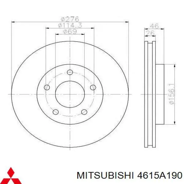 4615A190 Mitsubishi Tarcza hamulcowa przednia