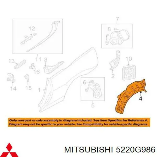 5220G986 Mitsubishi nakładka ochronna na błotnik przedni