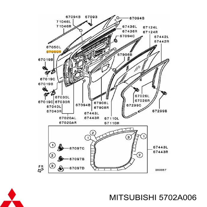 5702A006 Mitsubishi Zawias drzwi przednich lewych