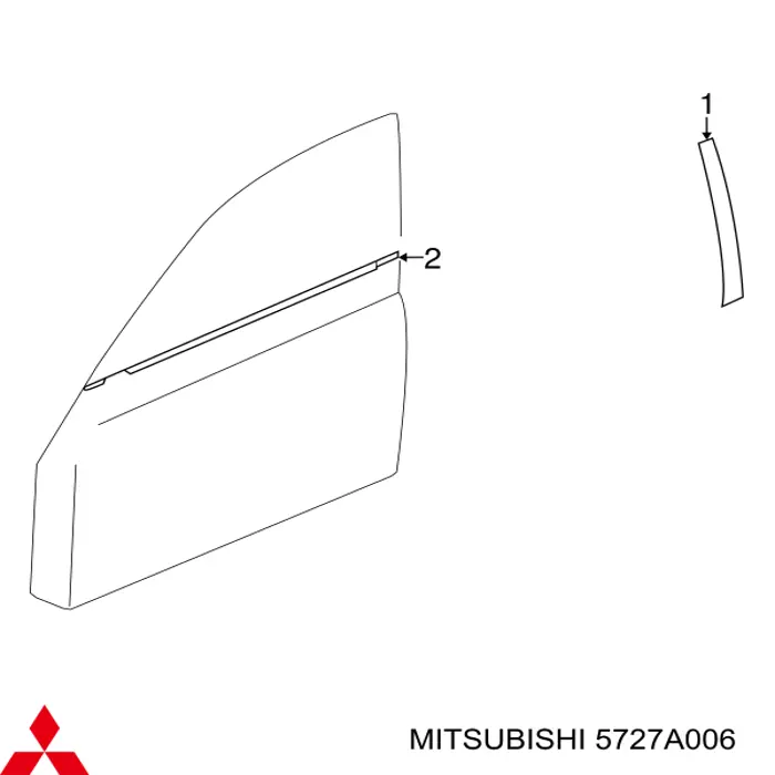 Uszczelnniacz szyby drzwi przednich prawych zewnętrzny (listwa) Mitsubishi Lancer 10 (CY_A, CZ_A)