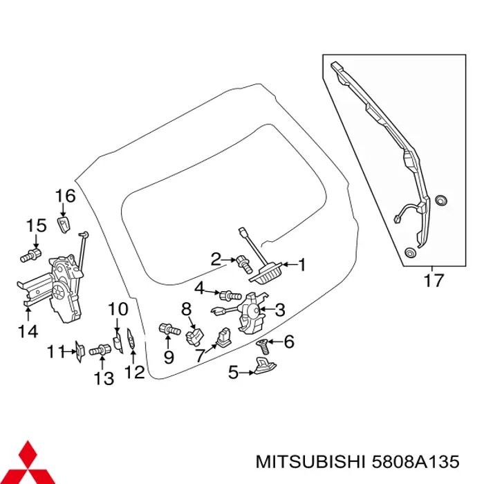 5808A135 Mitsubishi Zamek klapy bagażnika (3/5 drzwi tylnych)
