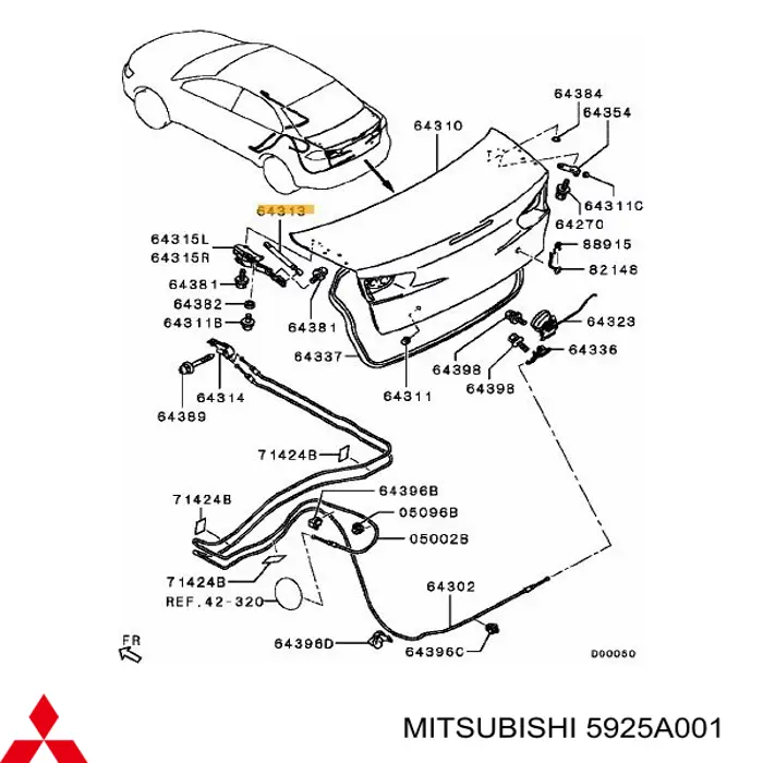 Amortyzator klapy bagażnika (3/5 drzwi-tylnych) Mitsubishi 5925A001 cena, od 12,64 USD