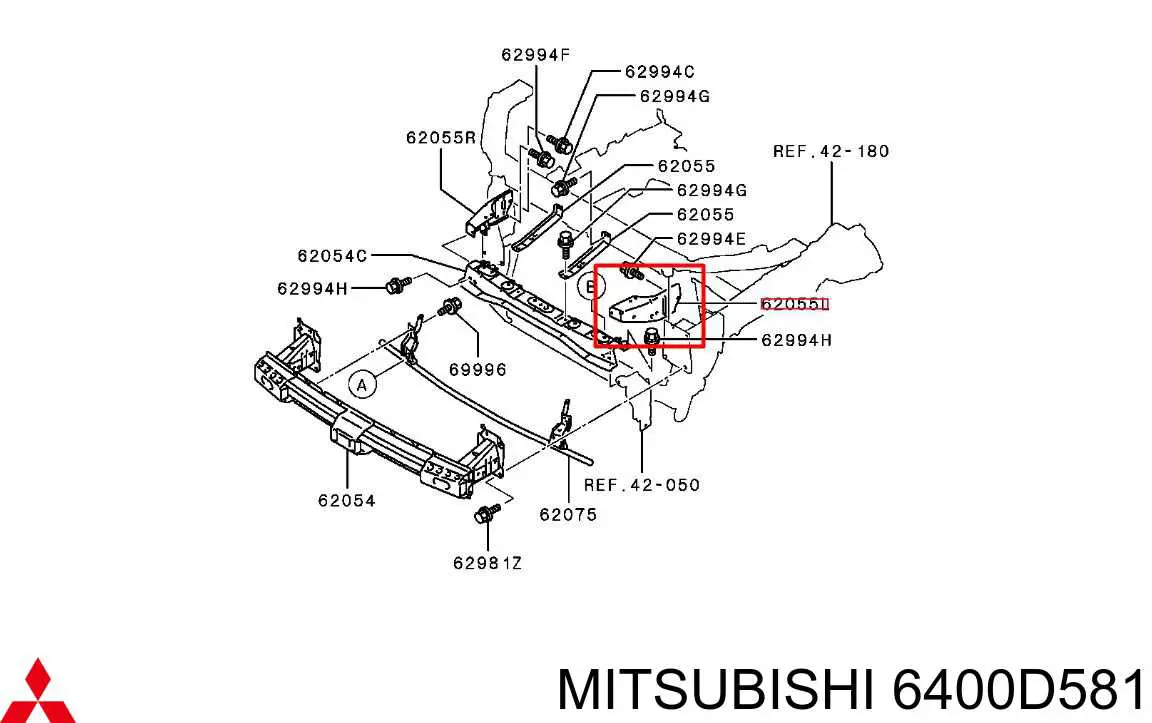 6400D581 Mitsubishi Wzmocnienie zderzaka przedniego