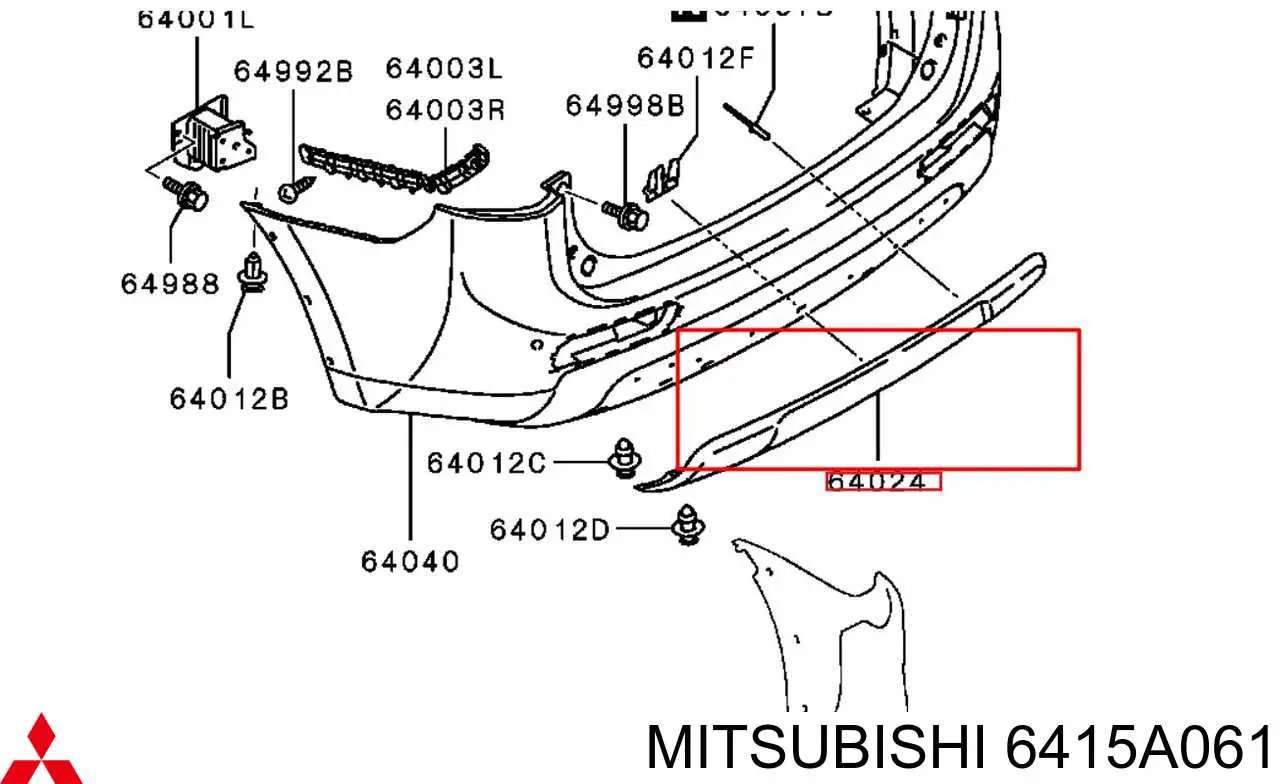 Zderzak tylny, dolna część Mitsubishi Outlander (GG, GF)