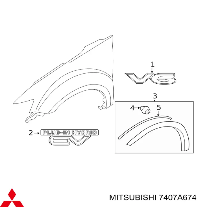 Reperaturka błotnika przedniego prawego Mitsubishi 7407A674 cena, od 45,08 USD