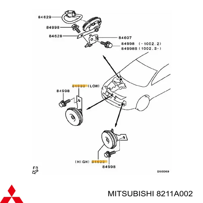 Sygnał dźwiękowy (klakson) Mitsubishi 8211A002 cena, od 44,78 USD