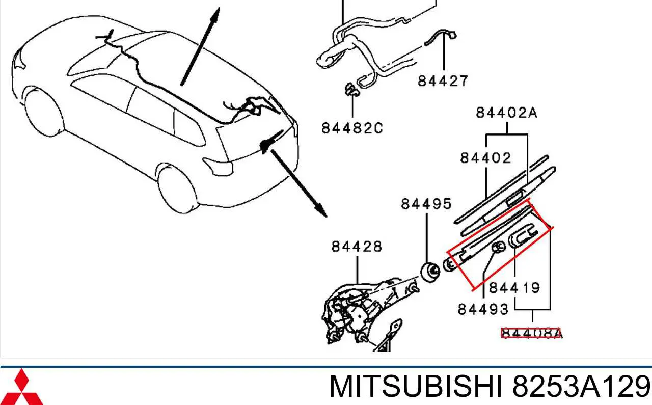 Ramię wycieraczki szyby tylnej Mitsubishi 8253A129 cena, od 38,77 USD