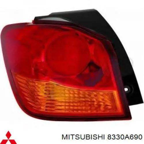 Do koszyka 8330A690 Mitsubishi Lampa zespolona tylna prawa zewnętrzna