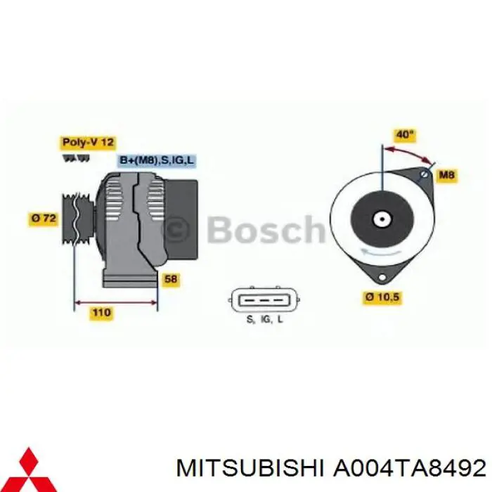 A004TA8492 Mitsubishi Alternator