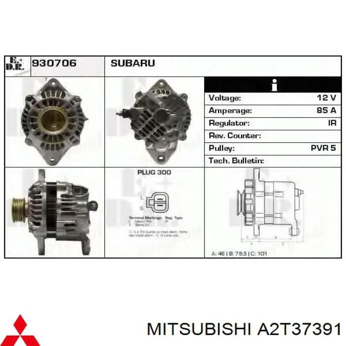 Alternator A2T37391 Mitsubishi