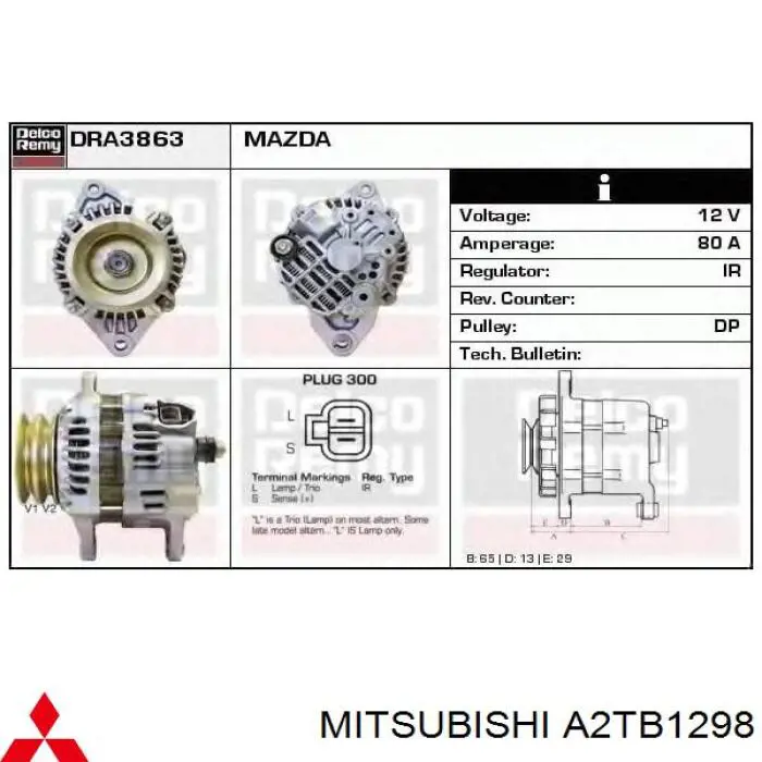 Alternator A2TB1298 Mitsubishi
