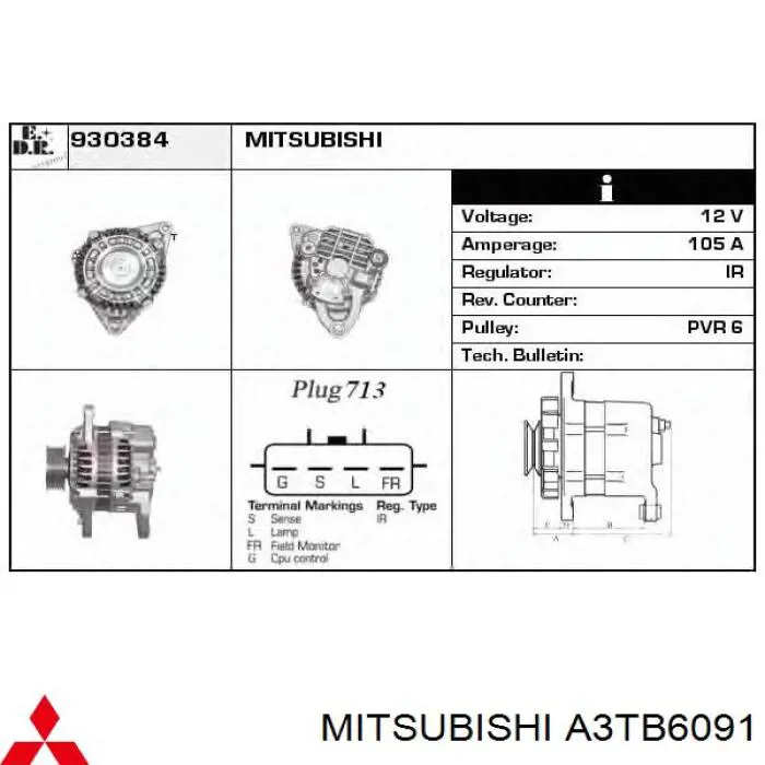 Alternator do Mitsubishi Outlander I CU