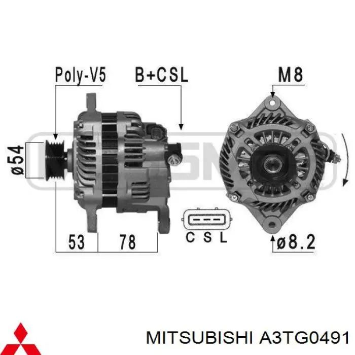 Alternator Mitsubishi A3TG0491 cena, od 121,15 USD