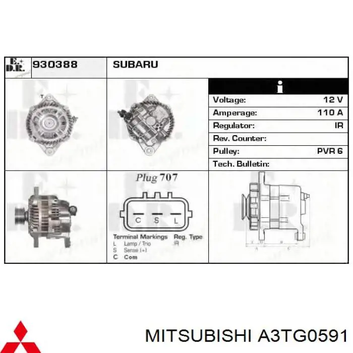 Alternator Mitsubishi A3TG0591