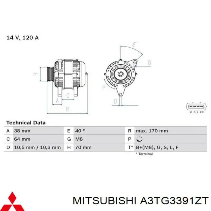 A3TG3391ZT Mitsubishi Alternator