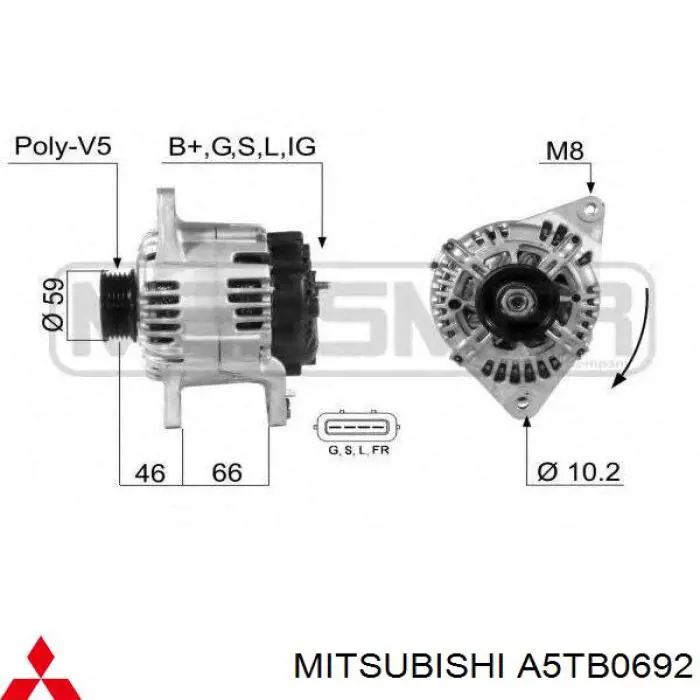 Alternator Mitsubishi A5TB0692 cena, od 171,61 USD