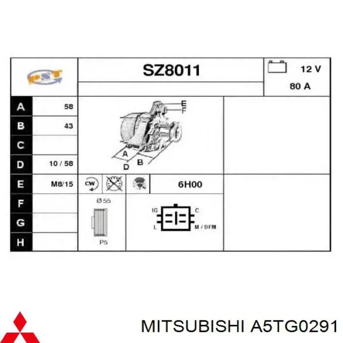 Alternator Mitsubishi A5TG0291
