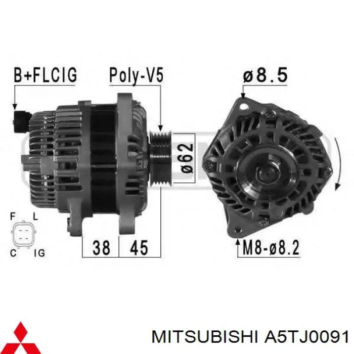 A5TJ0091 Mitsubishi alternator