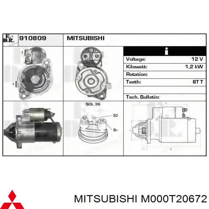 Do koszyka M000T20672 Mitsubishi Rozrusznik