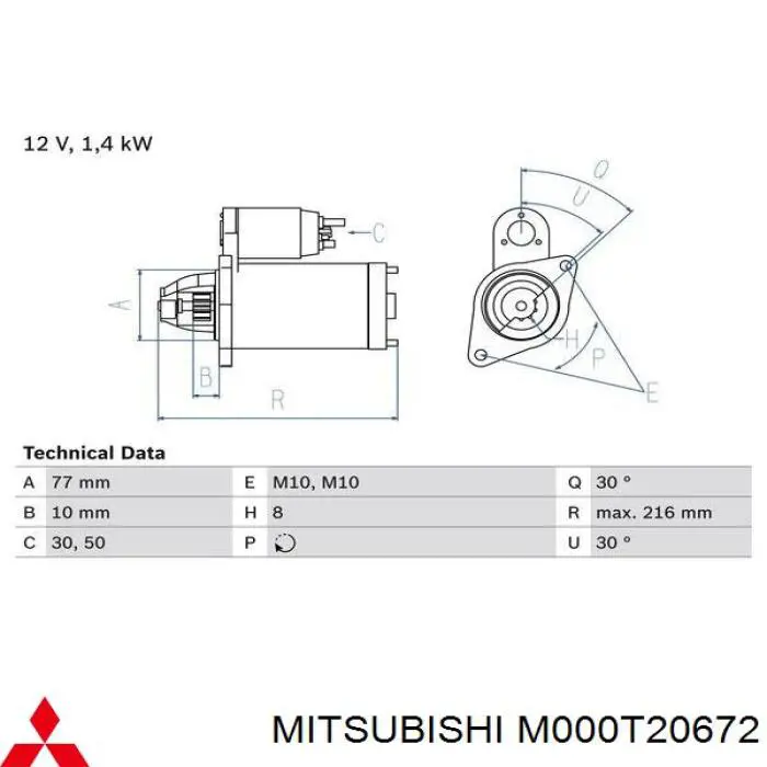 Rozrusznik M000T20672 Mitsubishi