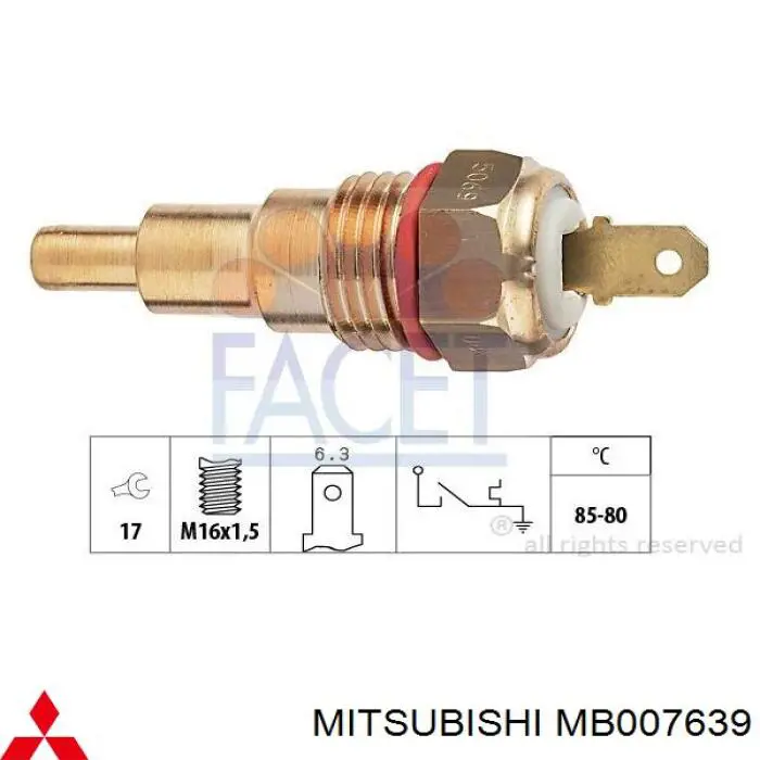 Do koszyka MB007639 Mitsubishi Czujnik temperatury płynu chłodzącego (włączenia wentylatora chłodnicy)