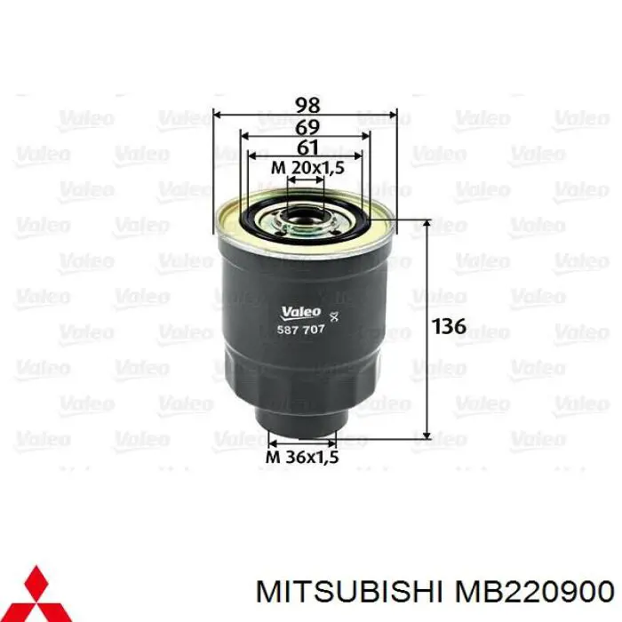 MB220900 Mitsubishi Filtr paliwa