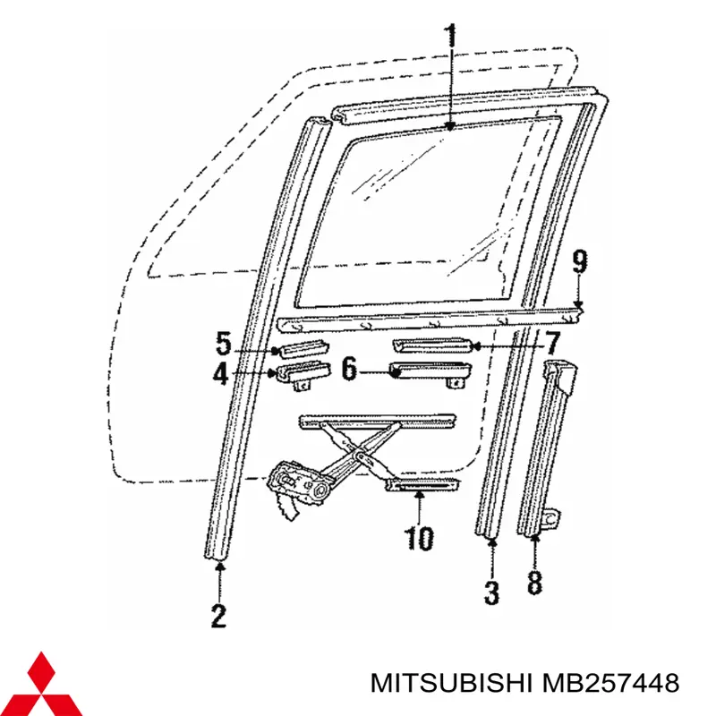 Mechanizm podnoszenia szyby drzwi przednich prawych Mitsubishi Pajero I SUV (L04G, L14G) (1982 - 1991) cena, od 209,42 USD
