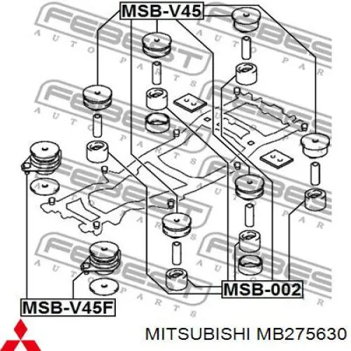Do koszyka MB275630 Mitsubishi Poduszka ramy (mocowania nadwozia)