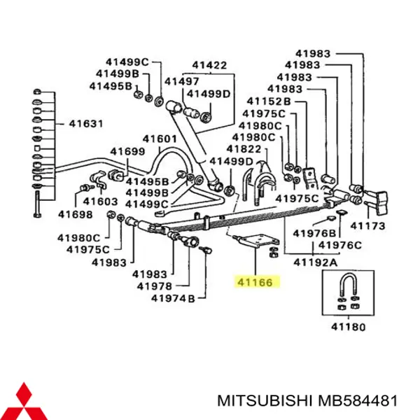 MB584481 Mitsubishi Podkładka strzemienia (jarzma) resoru tylnego = dwie nazwy