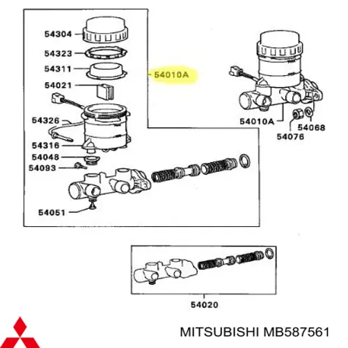 MB587561 Mitsubishi Główny cylinder hamulców