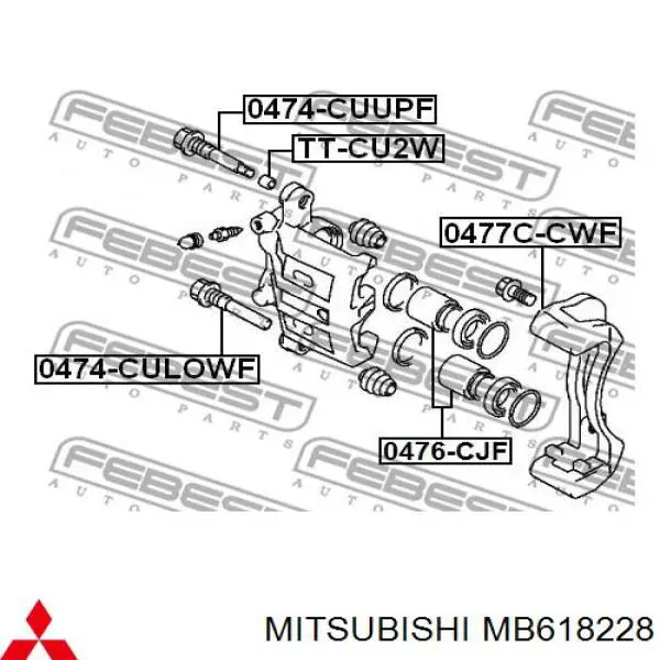 Prowadnica zacisku przedniego górna Mitsubishi MB618228 cena, od 9,85 USD
