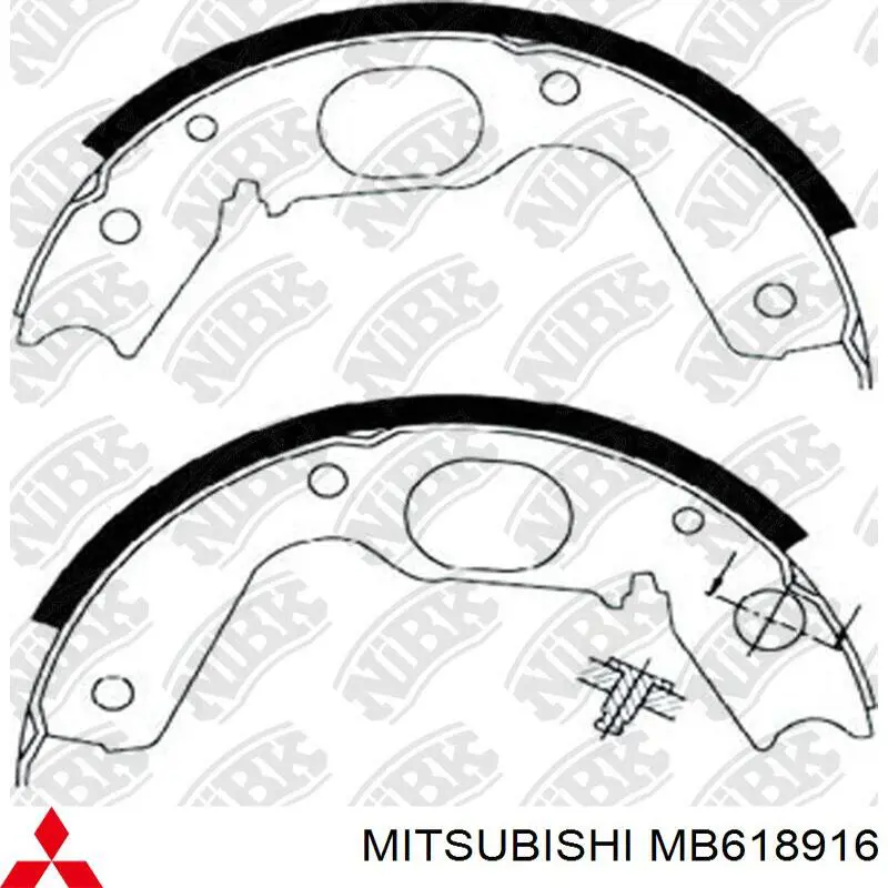 Klocki hamulca ręcznego Mitsubishi MB618916 cena, od 35,82 USD
